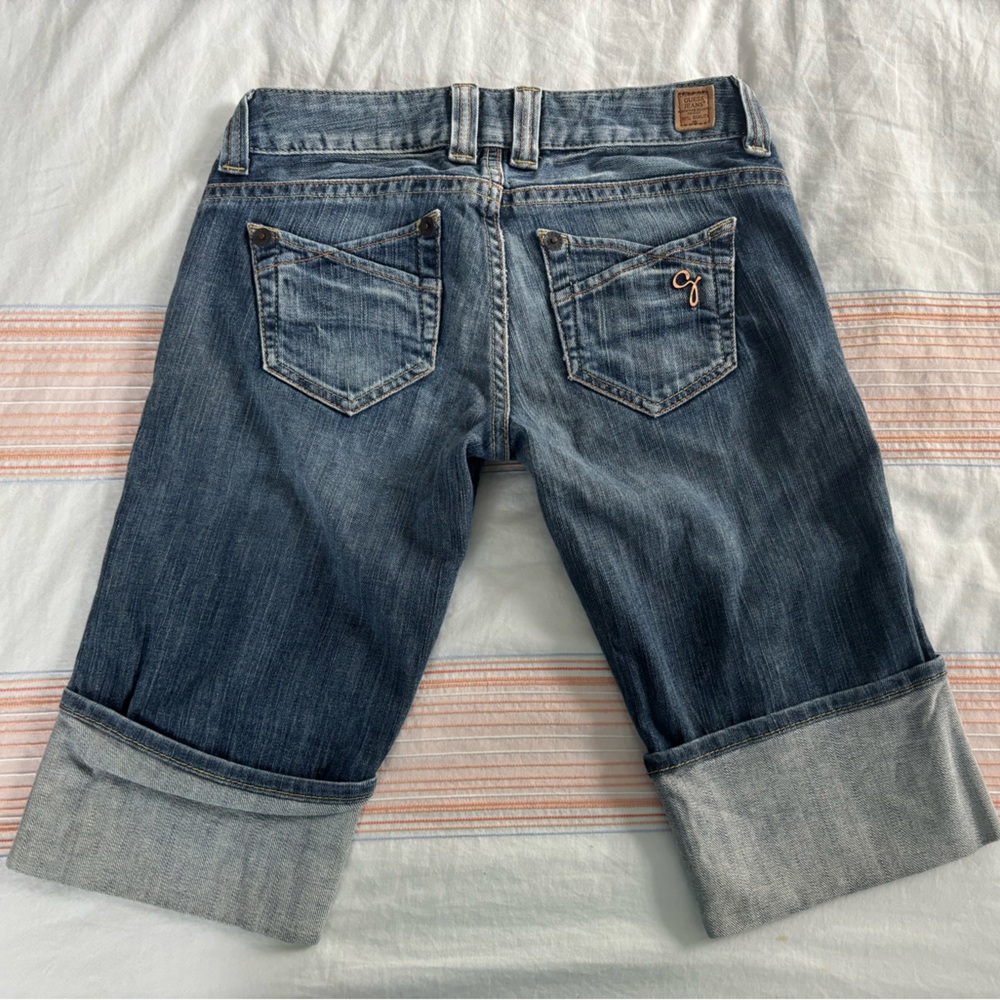 Guess Blue Cropped Jeans with Distressed Look